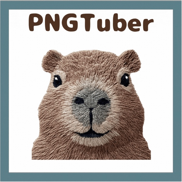 Veadotube対応 刺繍風 カピバラ PNGtuber素材 - 4表情セット / Embroidery Capybara PNGTuber