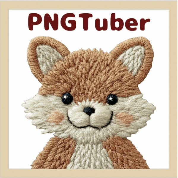 Veadotube対応 刺繍風 キツネ PNGtuber素材 - 4表情セット / Embroidery Fox PNGTuber