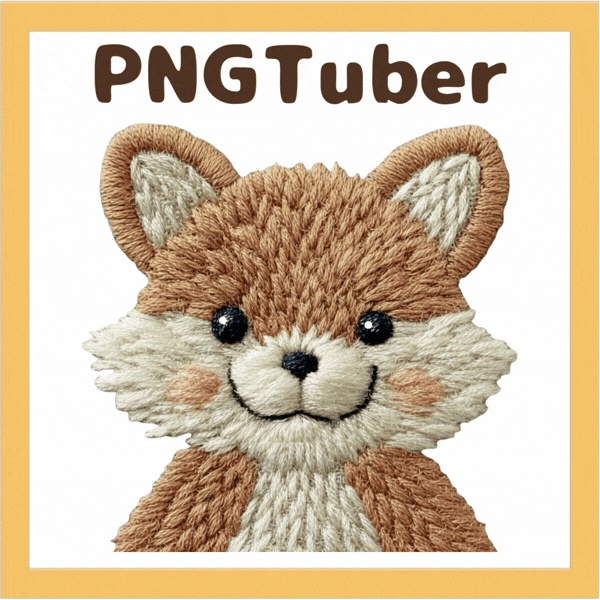 Veadotube対応 刺繍風 キツネ PNGtuber素材 - 4表情セット / Embroidery Fox PNGTuber