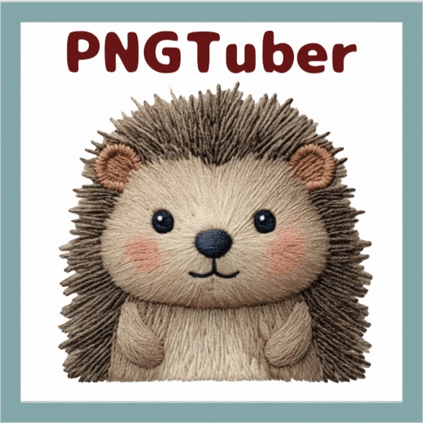 Veadotube対応 刺繍風 ハリネズミ PNGTuber素材 - 4表情セット / Embroidery Hedgehog PNGTuber