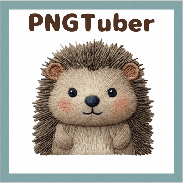 Veadotube対応 刺繍風 ハリネズミ PNGTuber素材 - 4表情セット / Embroidery Hedgehog PNGTuber
