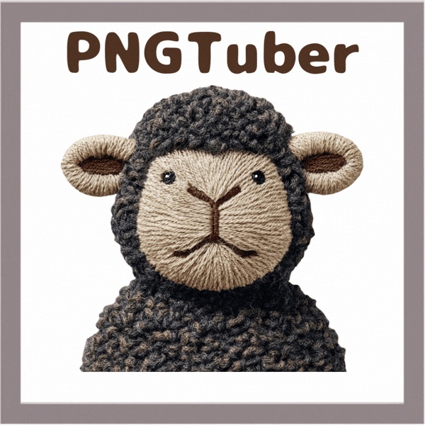 Veadotube対応 刺繍風 黒い羊 PNGTuber素材 - 4表情セット / Embroidery Black Sheep PNGTuber