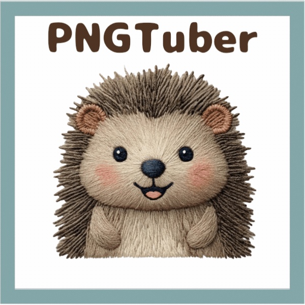 Veadotube対応 刺繍風 ハリネズミ PNGTuber追加パック - 5表情セット / Embroidery Hedgehog PNGTuber Expansion Pack