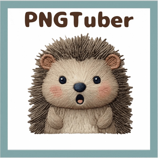 Veadotube対応 刺繍風 ハリネズミ PNGTuber追加パック - 4表情セット / Embroidery Hedgehog PNGTuber Expansion Pack