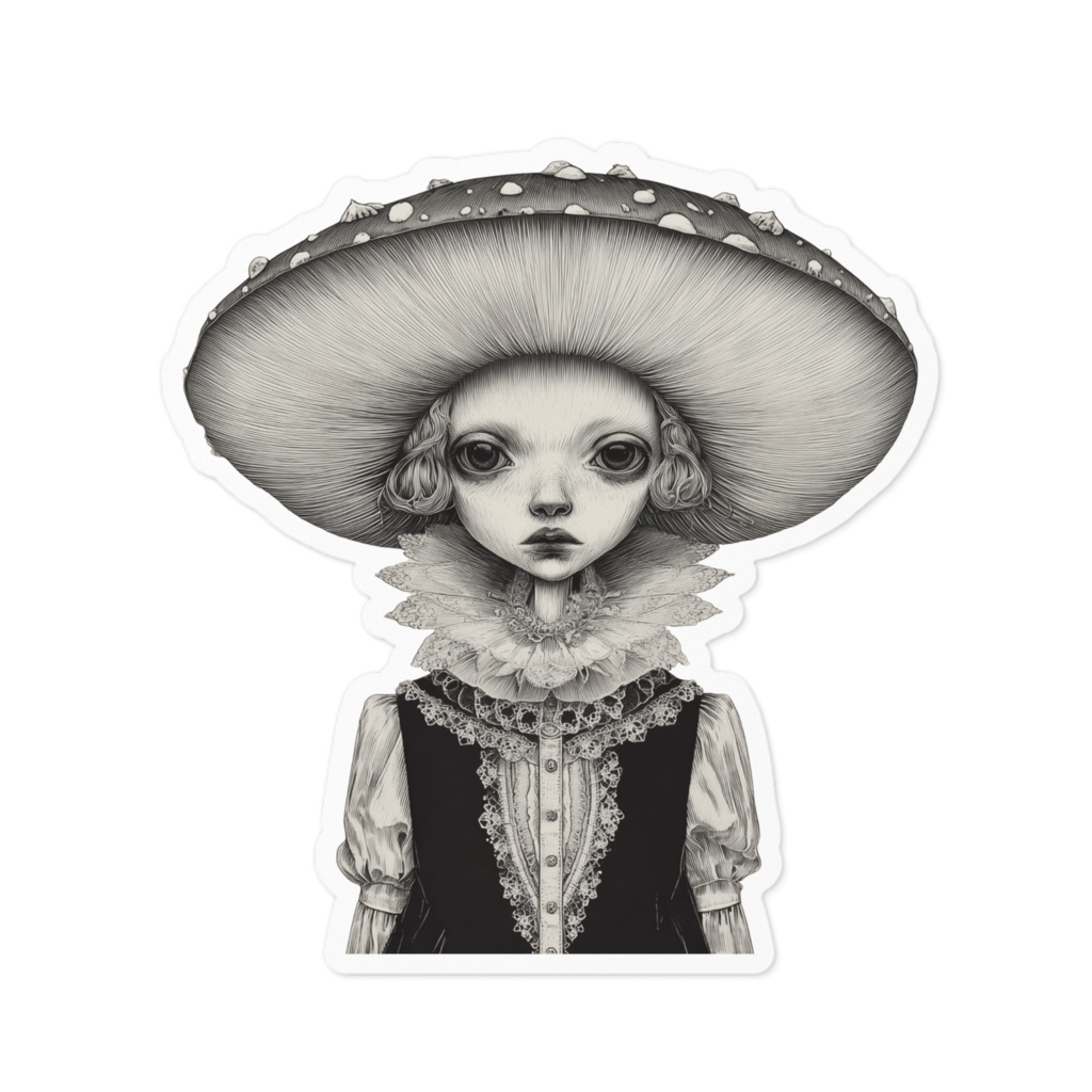 【ゴシック】キノコの少女 - 10cmアートステッカー