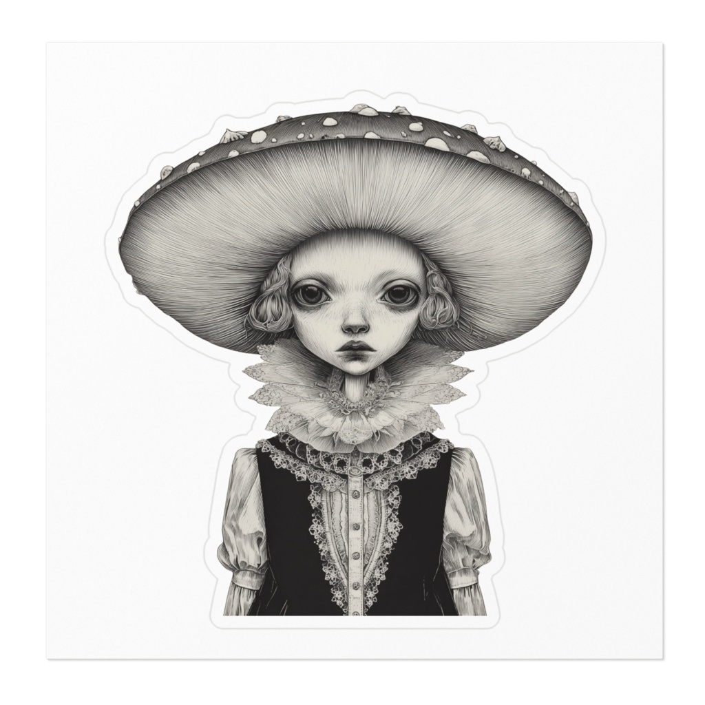 【ゴシック】キノコの少女 - 10cmアートステッカー