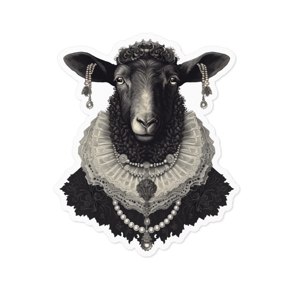 【ゴシック】ヴィクトリアン黒羊 - 10cmアートステッカー