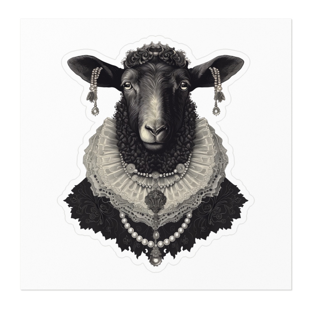【ゴシック】ヴィクトリアン黒羊 - 10cmアートステッカー
