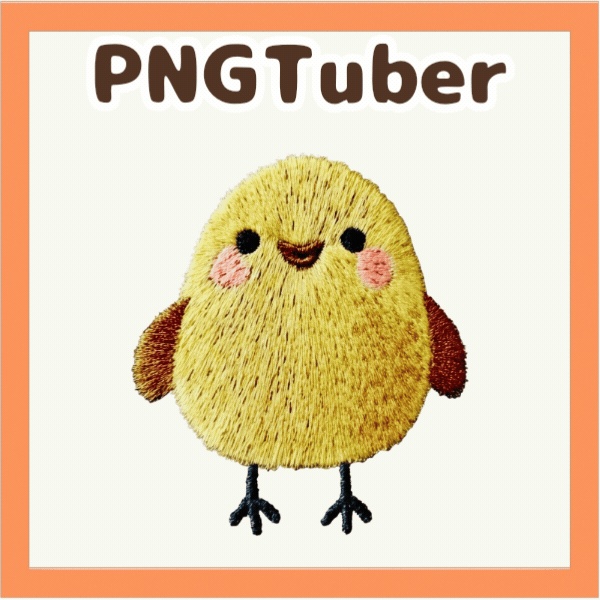 Veadotube対応 刺繍風 ひよこ PNGTuber素材 - 4表情セット / Chick PNGTuber - Cute Kawaii Avatar