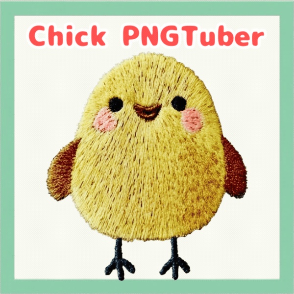 Veadotube対応 刺繍風 ひよこ PNGTuber素材 - 4表情セット / Chick PNGTuber - Cute Kawaii Avatar