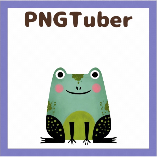 Veadotube対応 絵本風 カエル PNGTuber素材 - 6表情セット / Frog PNGTuber - Cute Kawaii Avatar
