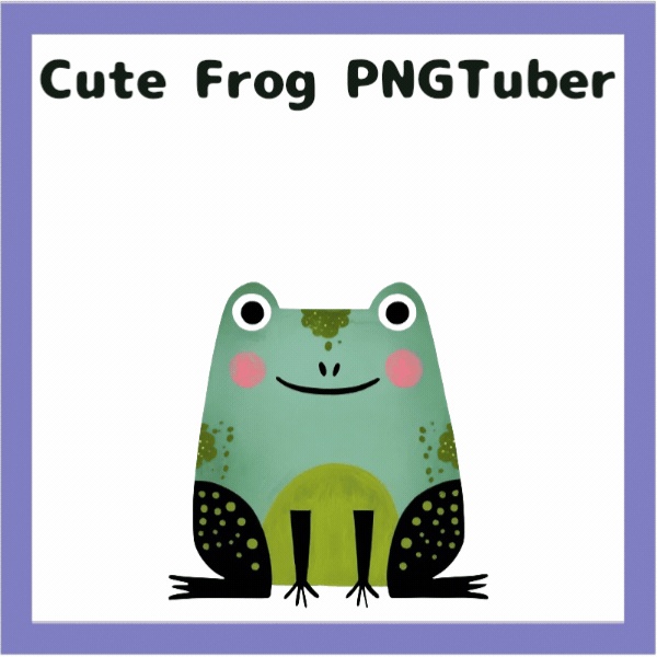 Veadotube対応 絵本風 カエル PNGTuber素材 - 6表情セット / Frog PNGTuber - Cute Kawaii Avatar