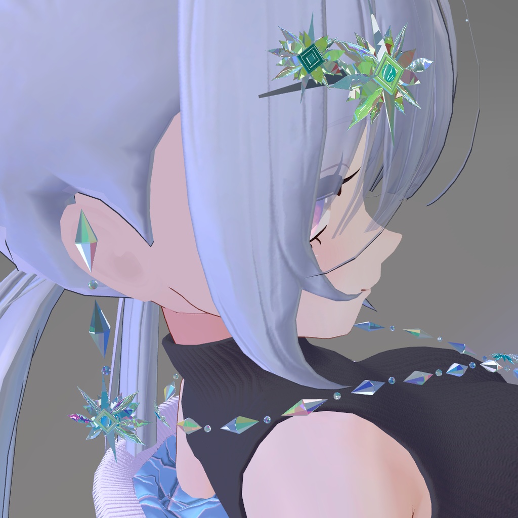 SnowFlowerAccessories:キラキラする雪の花のアクセサリー【VRC想定】