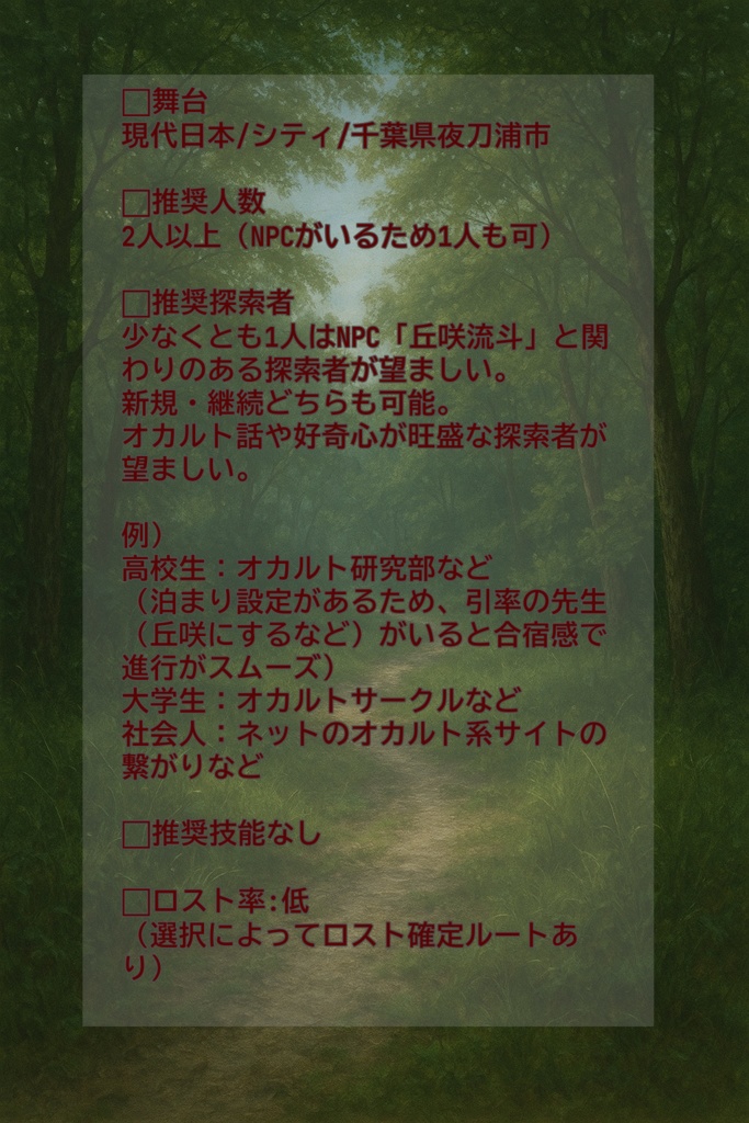 クトゥルフ神話TRPG6版/7版【夜刀浦古今桜譚】