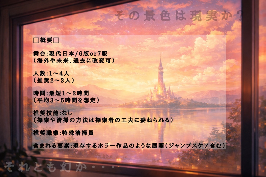 クトゥルフ神話TRPG6版/7版【マンション清掃員募集中〜深夜・高額〜】