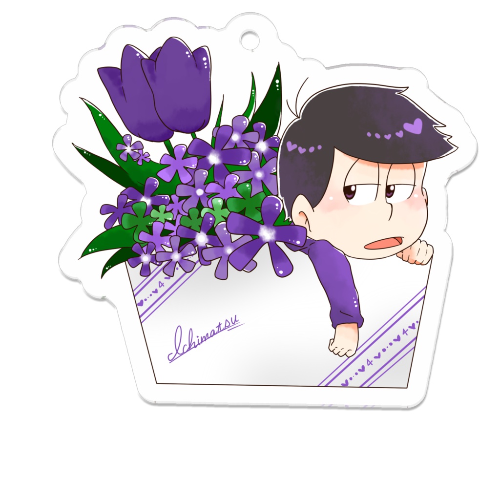 フラワーバスケット一松　アクリルキーホルダー