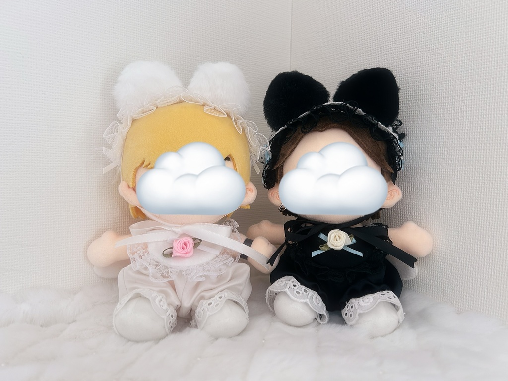 【15〜16cmぬい服】天使ねこサロペットセット4点セット