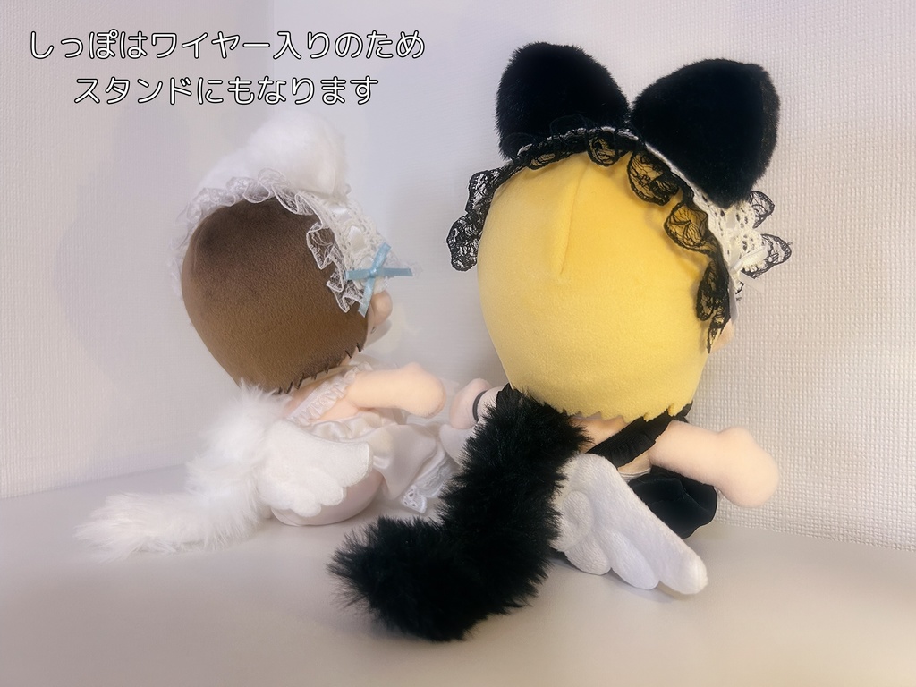 【15〜16cmぬい服】天使ねこサロペットセット4点セット