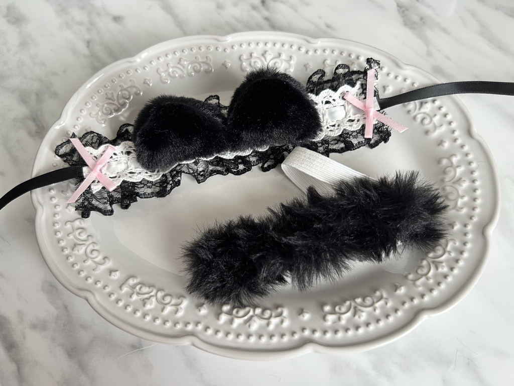 ※受注【15〜16cmぬい服】ねこヘッドドレス2点セット