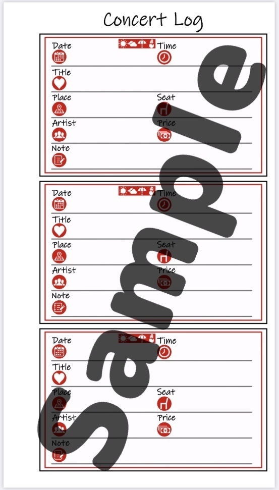 コンサート・ライブ記録リフィル【6色セット】