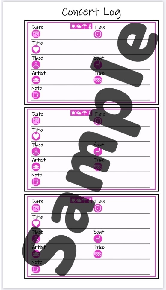 コンサート・ライブ記録リフィル【6色セット】