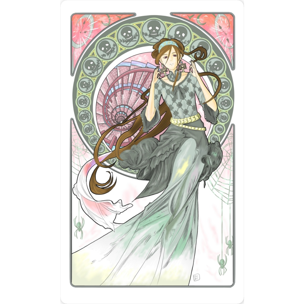 スマホステッカー『ミュシャ風×ゴシック』