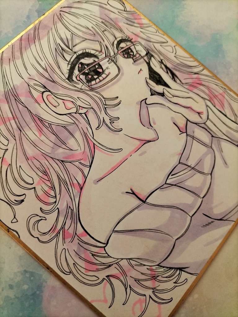 色紙原画イラスト 【眼鏡のあの子】