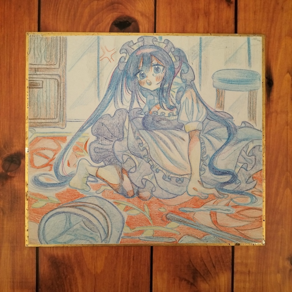 色紙原画イラスト【ドジっ子メイド】