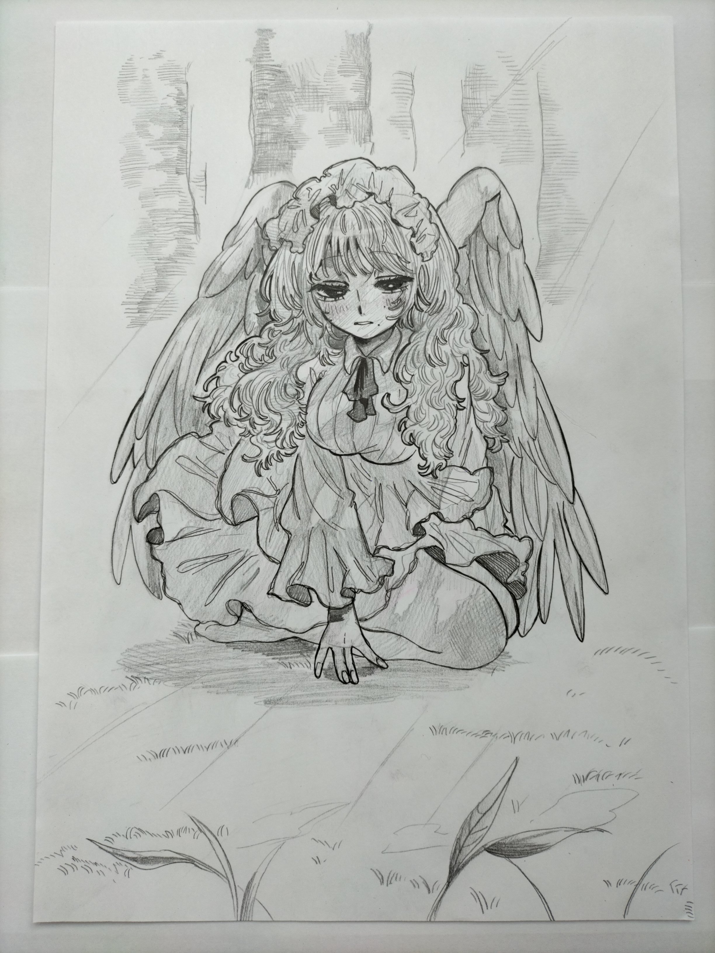 落ちた天使の祈り【原画イラスト】 - イラスト屋さん - BOOTH