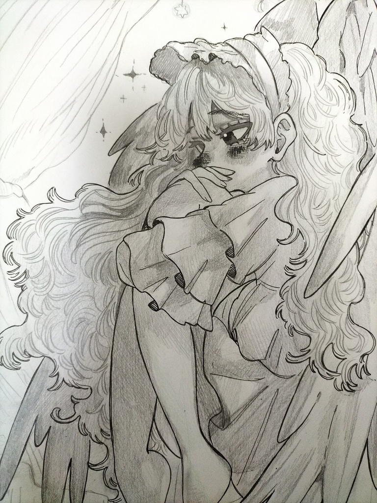 落ちてしまった天使の祈り【原画イラスト】