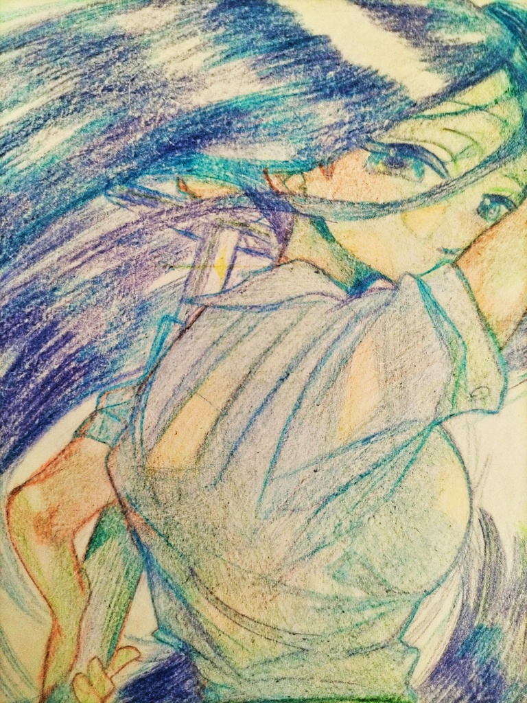 色紙原画イラスト【突風】
