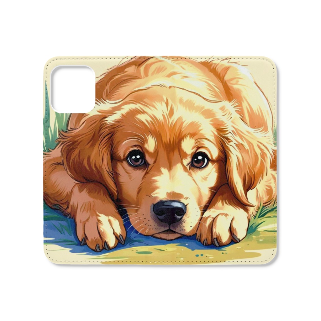 手帳型iphoneケース　子犬