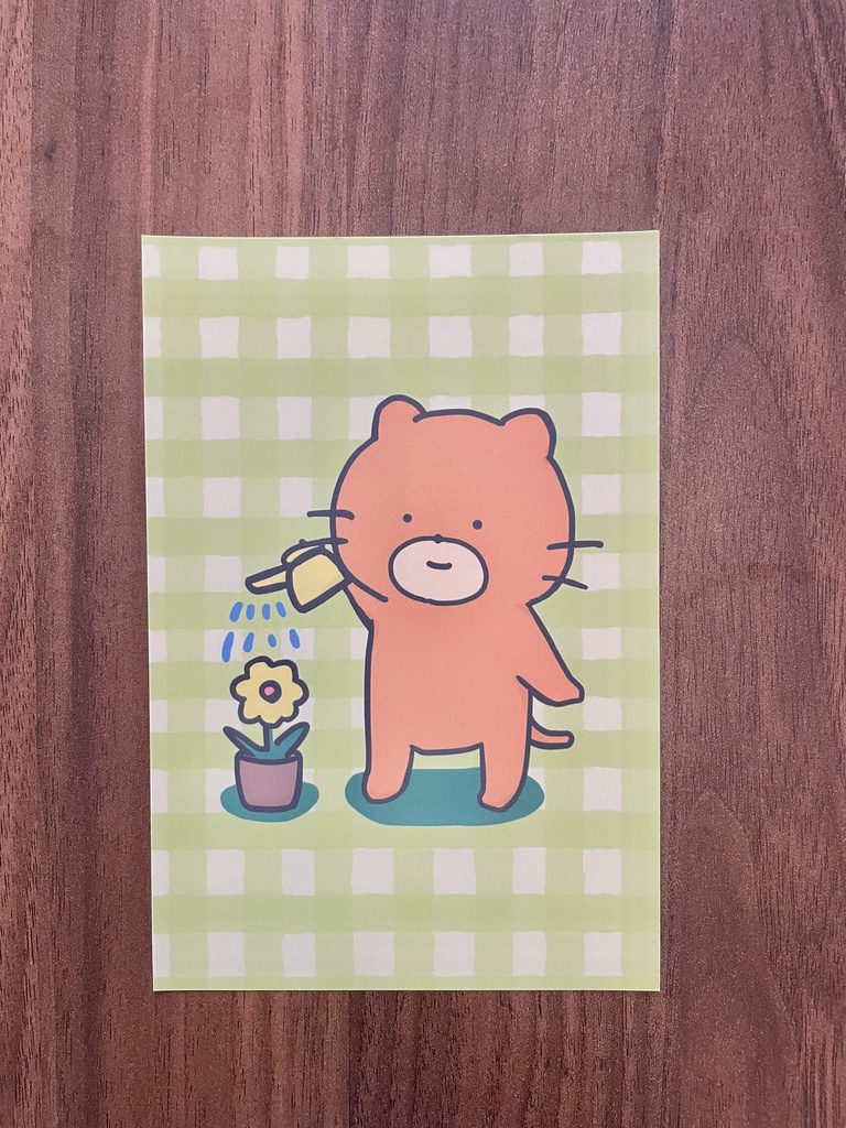 ねこぐまポストカード【水やり】