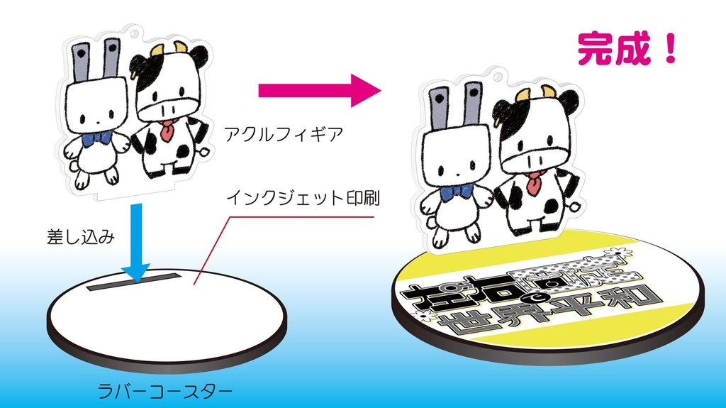 アピールラバー台座コースター《左右固定で世界平和》