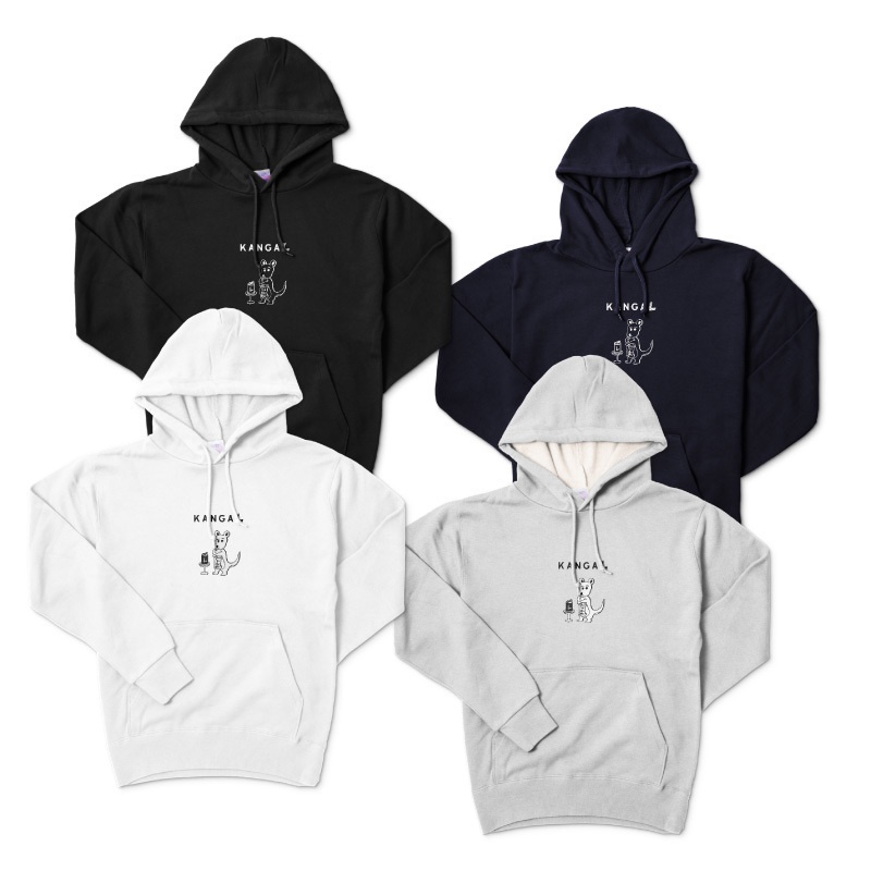 “かんがえるー”パーカー【白黒Ver.】