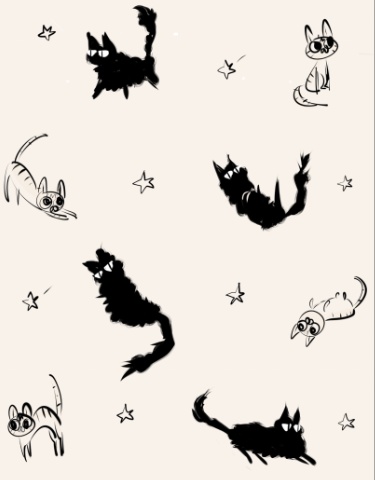 ねこのくーなず手帳型iPhoneケース/モノクロ