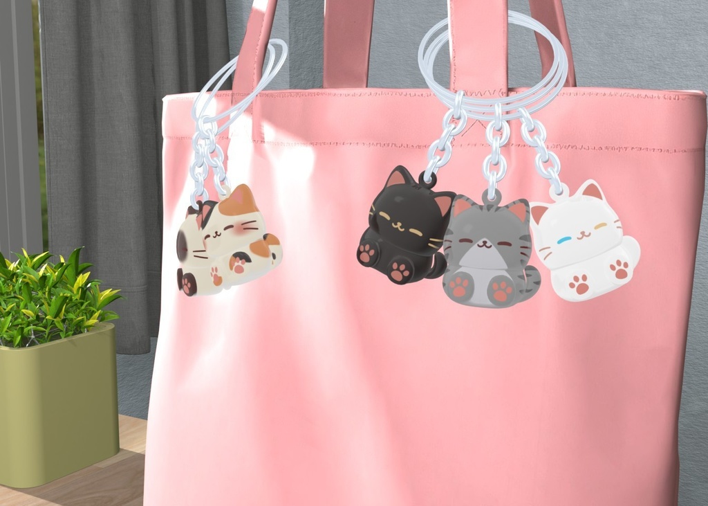【みみもふ】ねこキーホルダー5色セット VRM＋Blender ファイル