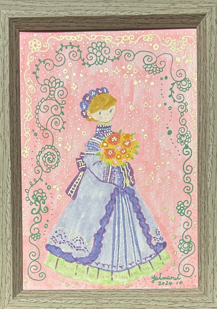 花束を抱える女性
