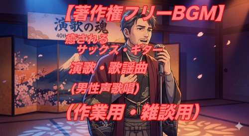 【著作権フリーBGM】：癒されるサックス・ギターの演歌・歌謡曲(男性声歌唱)（作業用・雑談用）