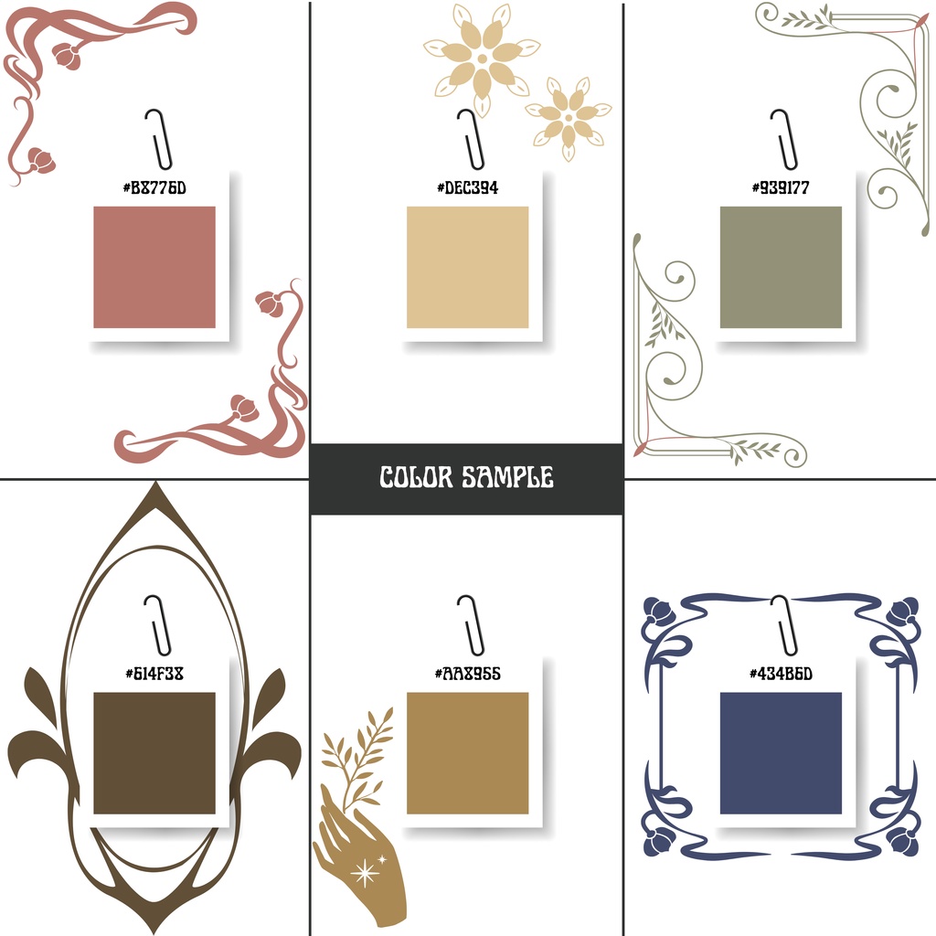 【商用OK】アールヌーボー調シームレスパターン 6種セット|動物×植物のラグジュアリー背景素材(300dpi/JPG・PNG・PDF)