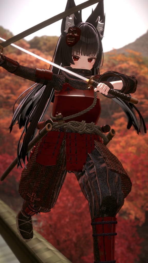 【VRC対応衣装】朧猫の具足