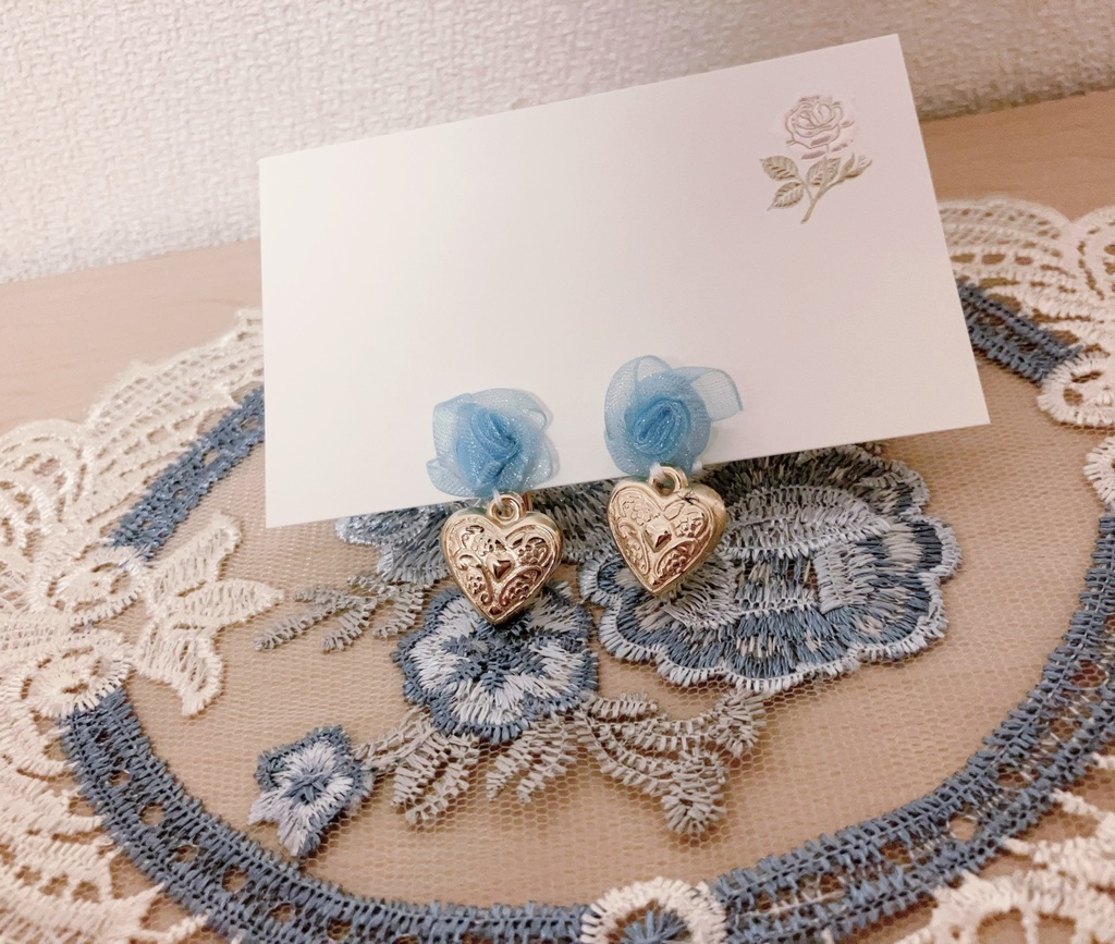 青バラ イヤリング