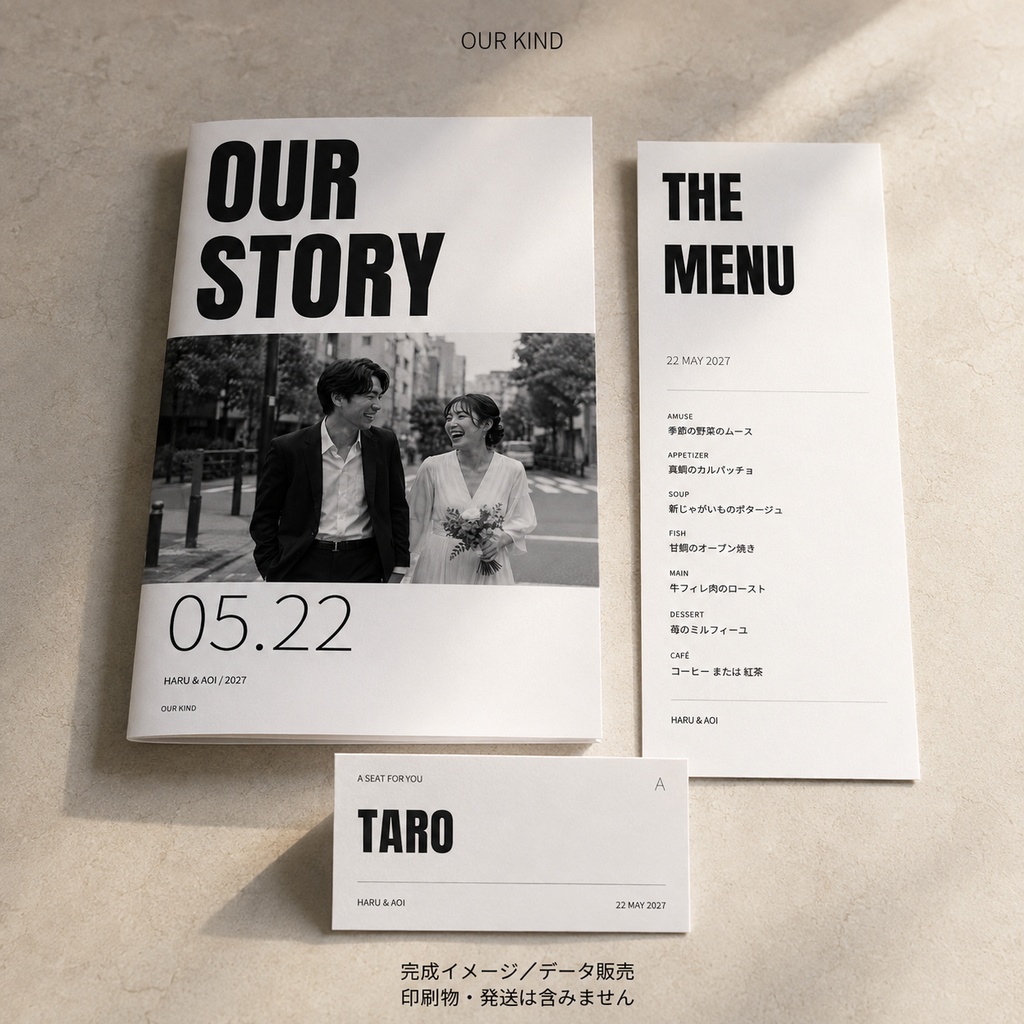 結婚式プロフィールブック テンプレート|席次表・メニュー・席札セット|OUR STORY|PowerPoint