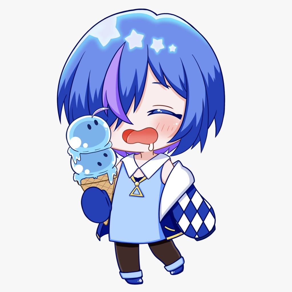 ミニキャラアクリルキーホルダー アイスライム食べ顔ver【蒼星るるの】