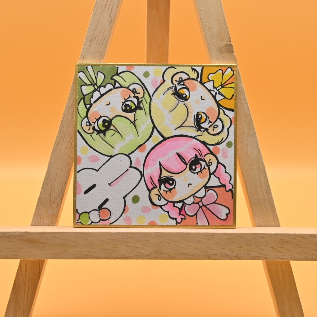 色紙原画【三色団子姉妹】