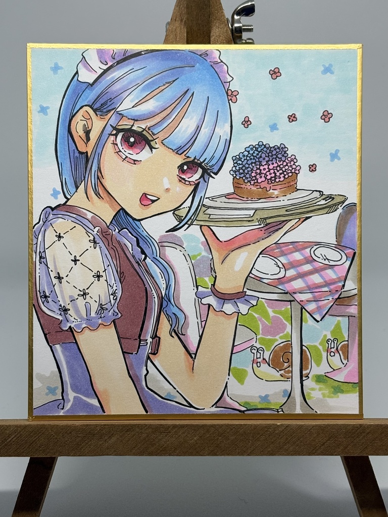 色紙原画【紫陽花カフェへようこそ】