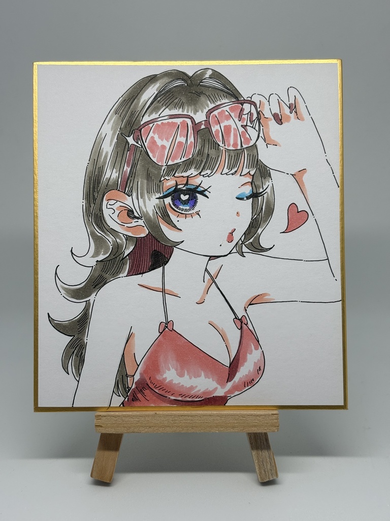 色紙原画【プリチーグラサン】