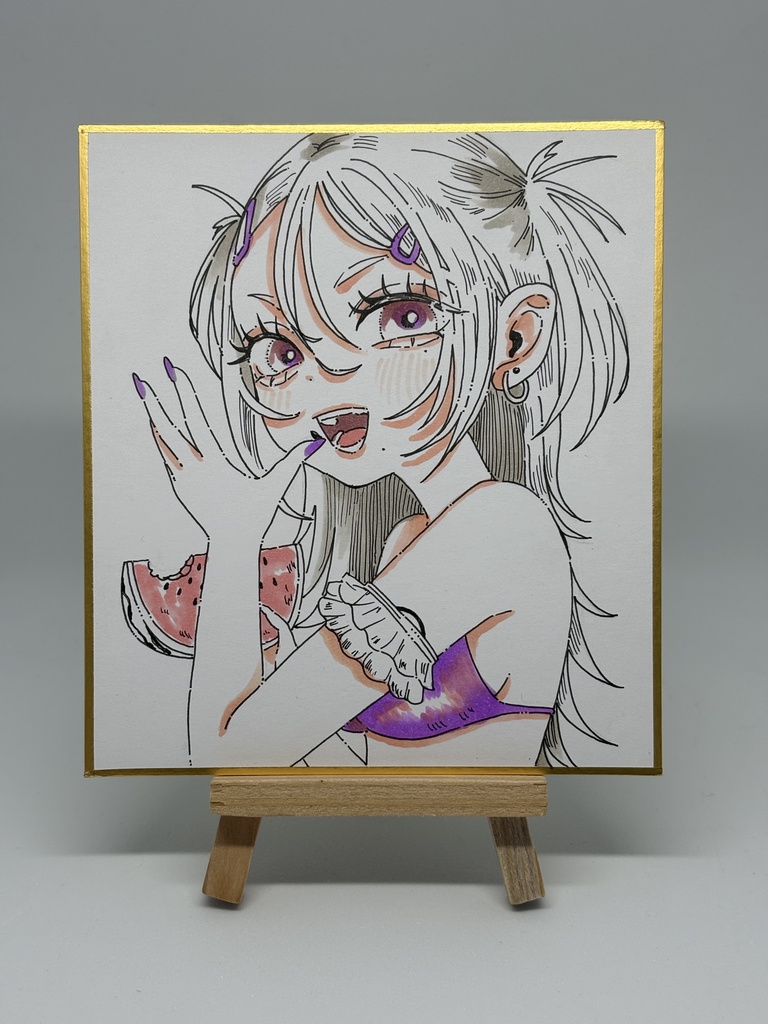 色紙原画【スイカ種飛ばししよーぜ！】