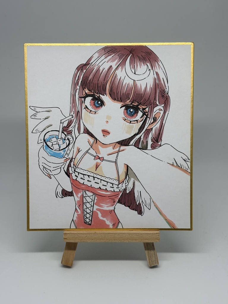 色紙原画【天使とバカンス】