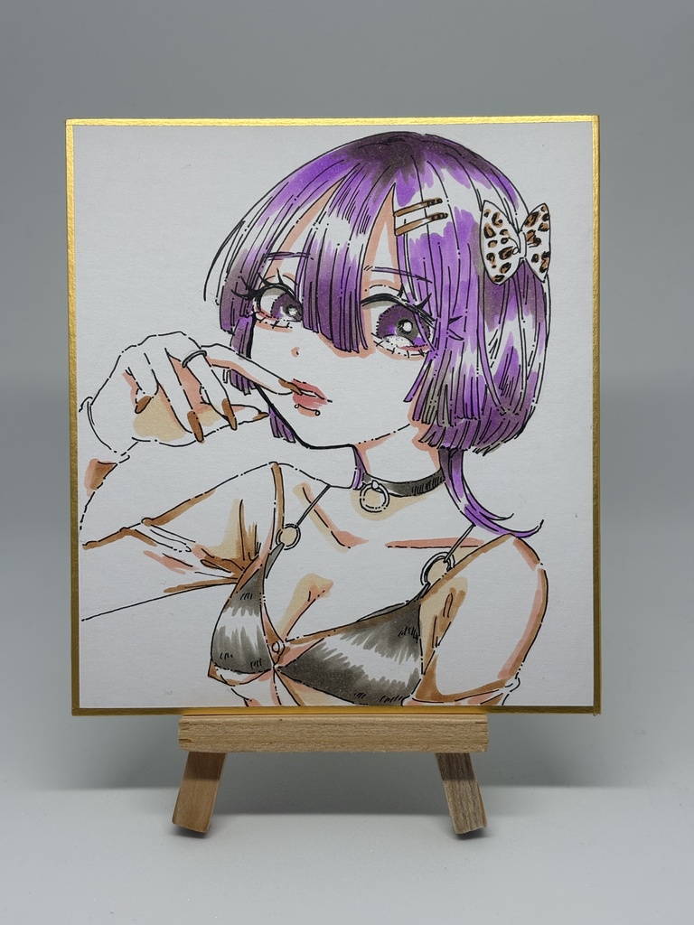 色紙原画【ぱっつんヒョウ柄サマ〜】